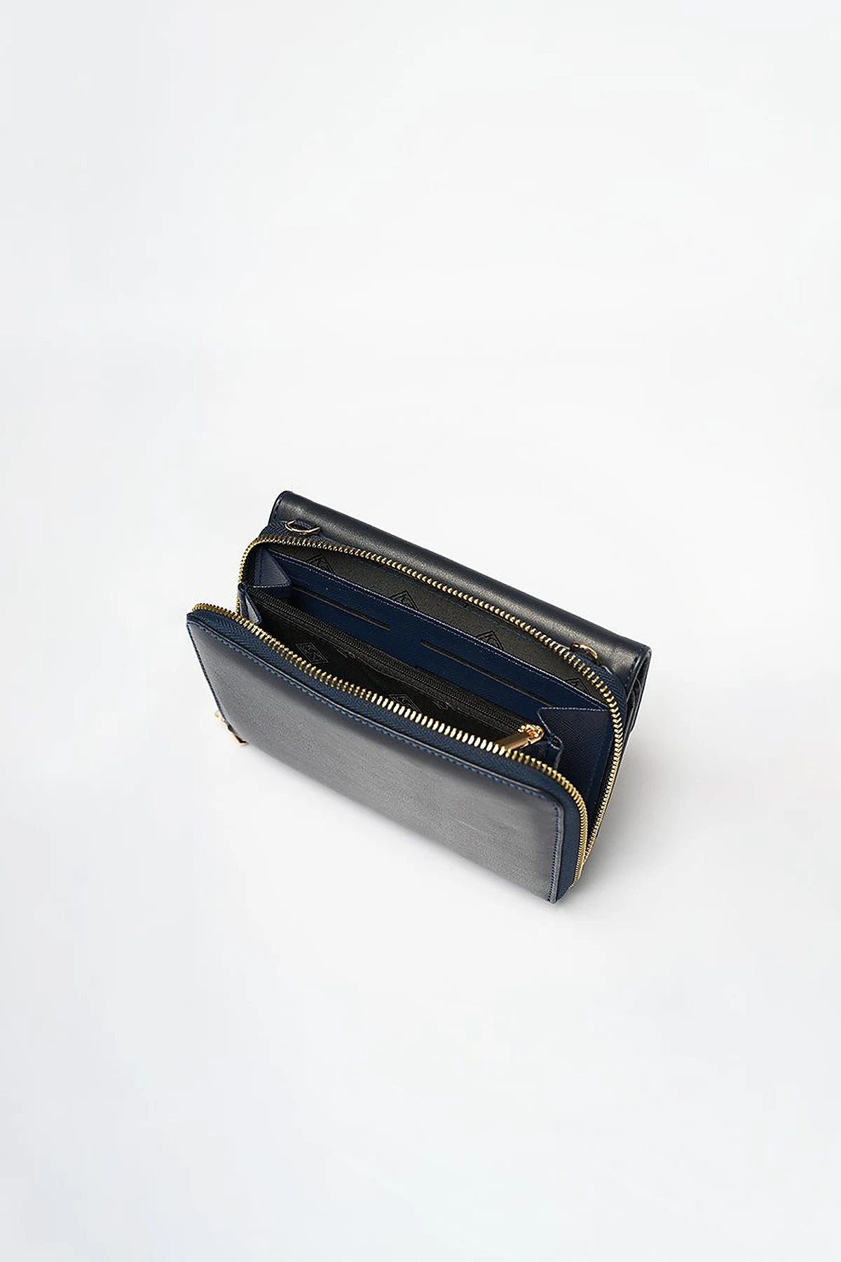 Faux Leather Wallet Bag Navy Blue