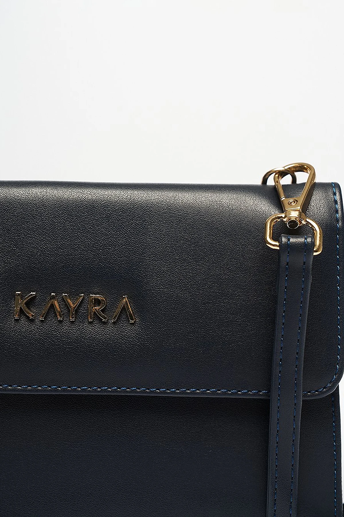 Faux Leather Wallet Bag Navy Blue