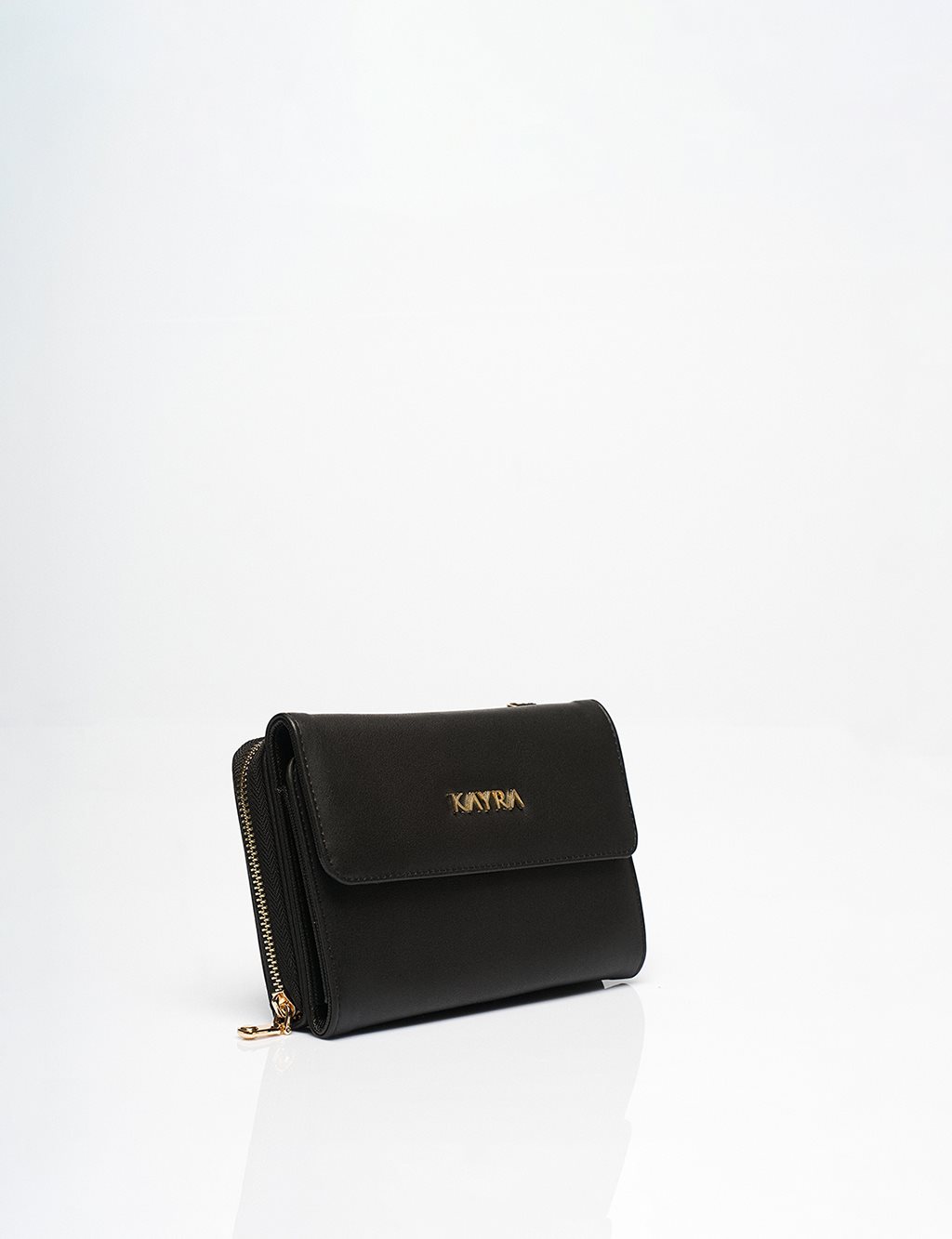 Faux Leather Wallet Bag Black