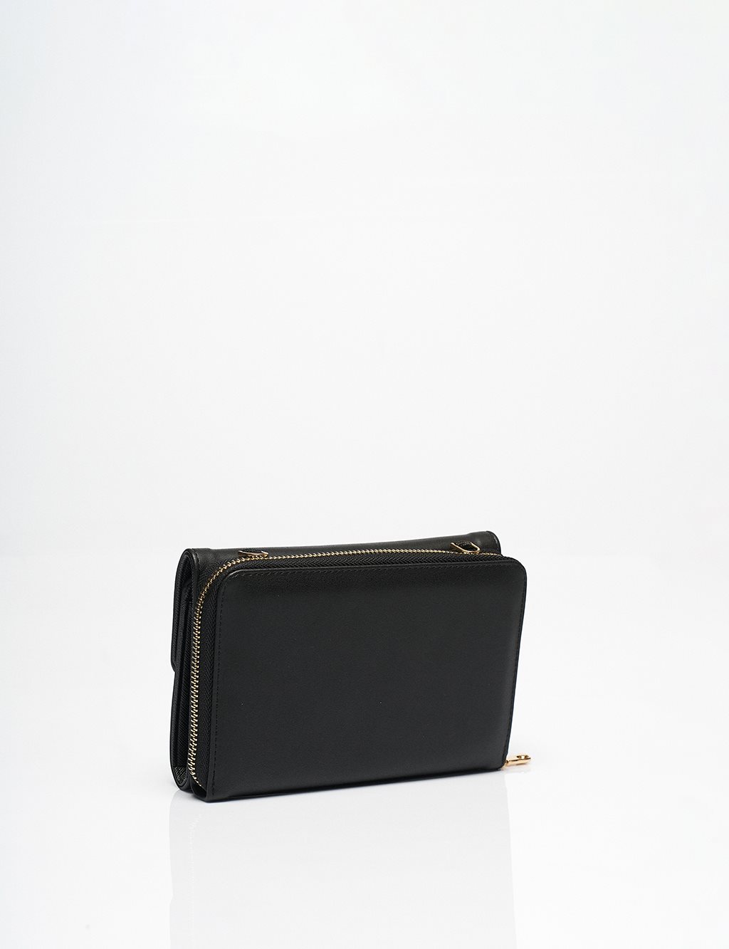 Faux Leather Wallet Bag Black