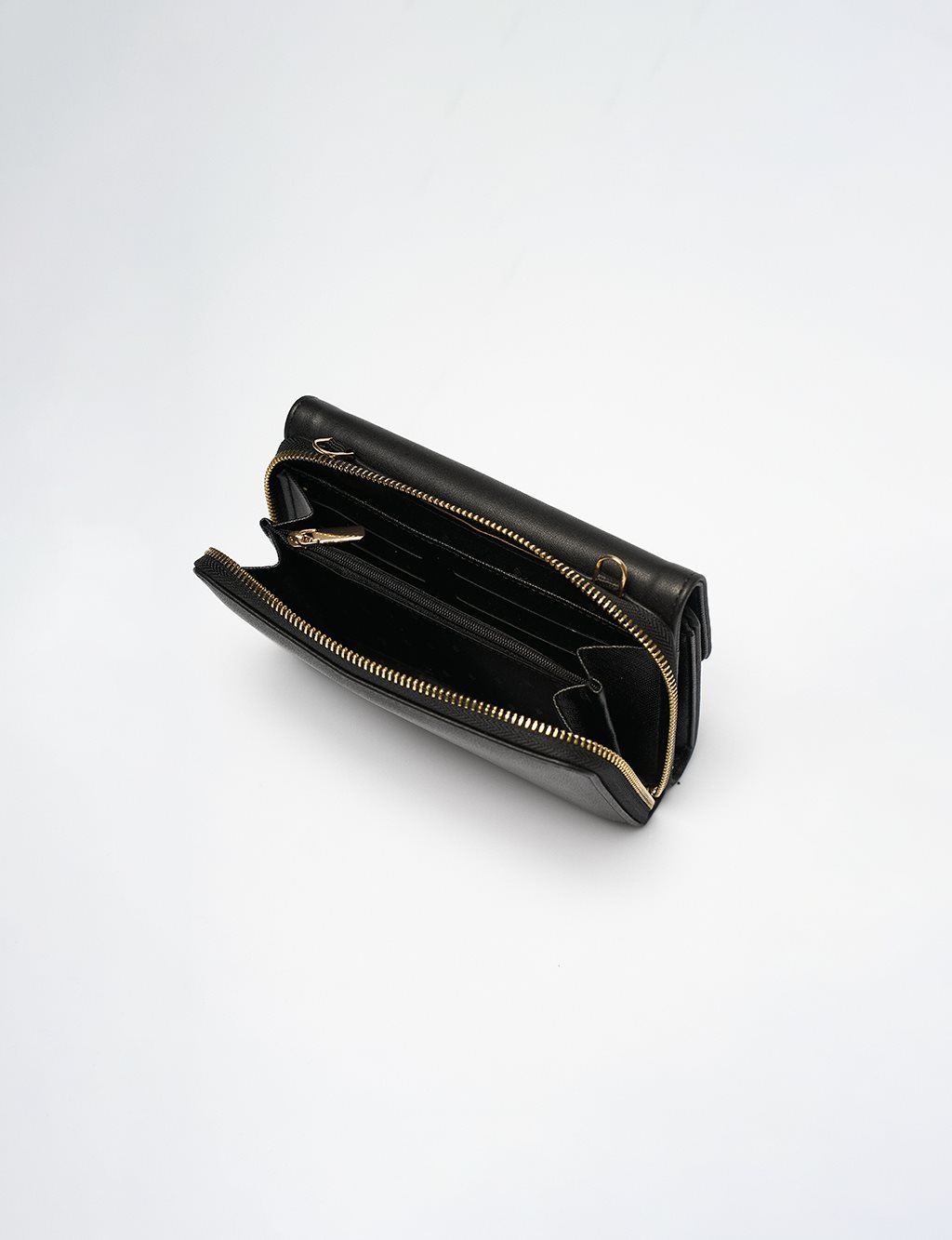 Faux Leather Wallet Bag Black