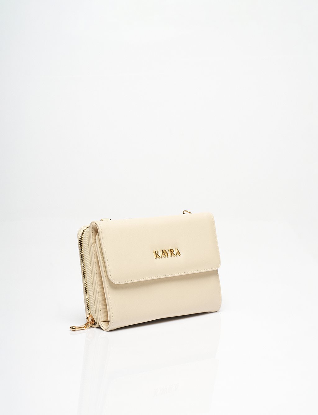 Faux Leather Wallet Bag Cream