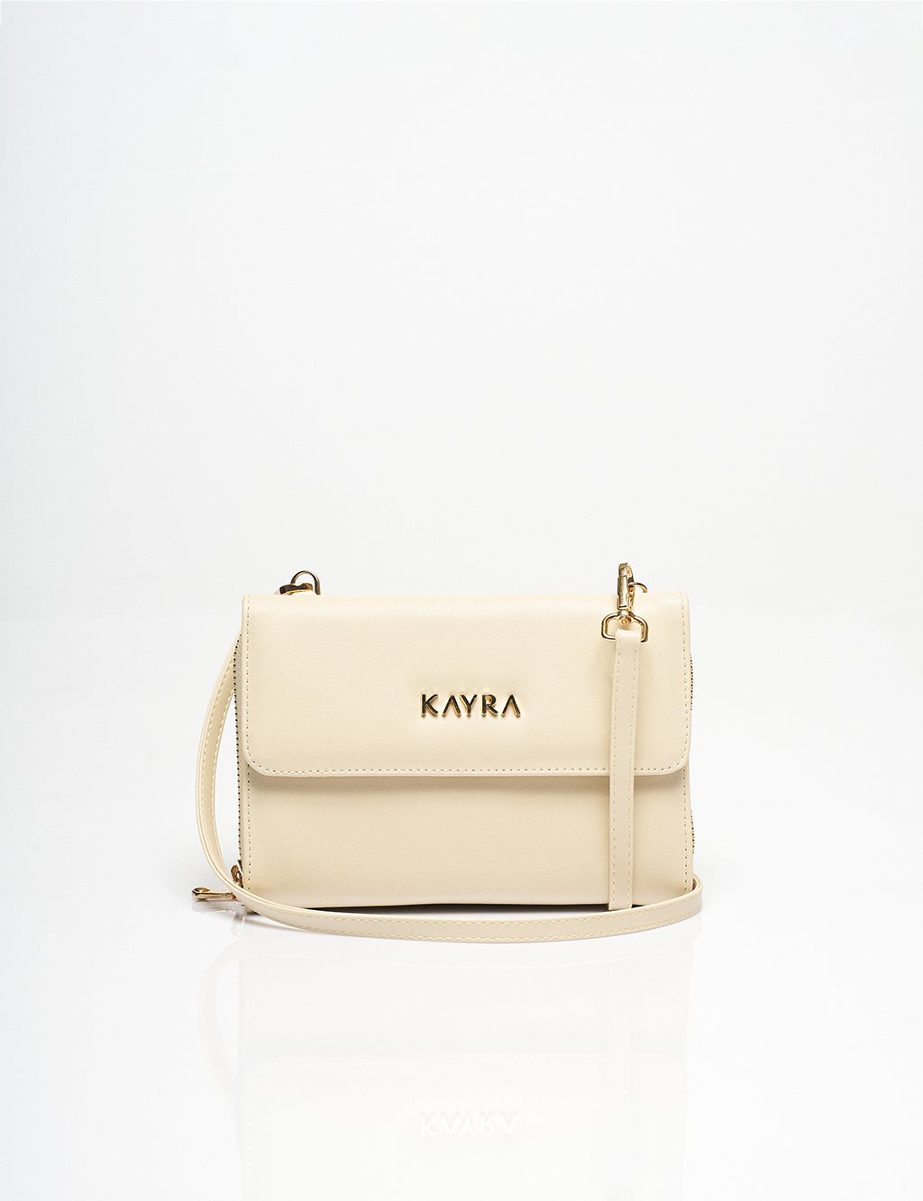 Faux Leather Wallet Bag Cream