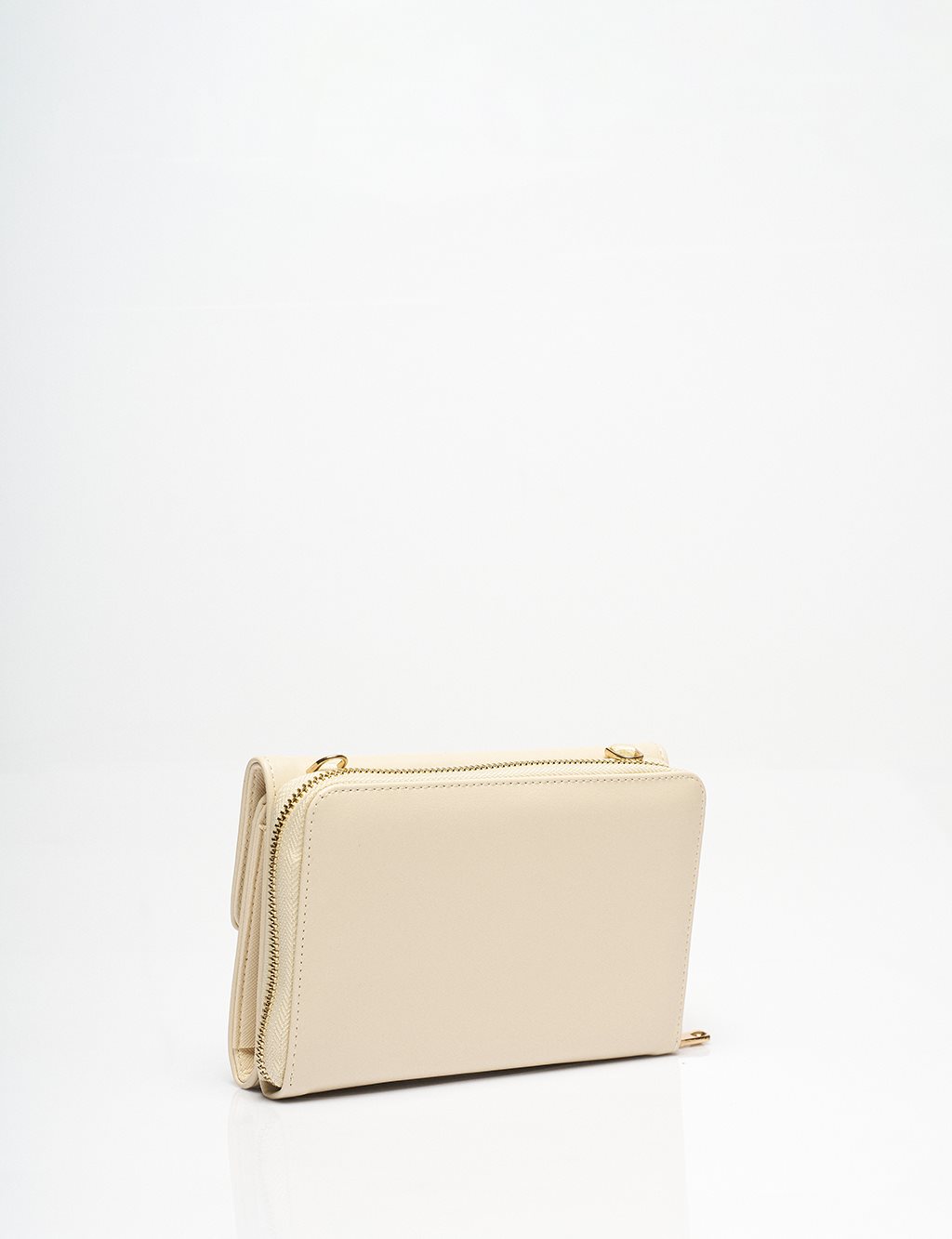 Faux Leather Wallet Bag Cream