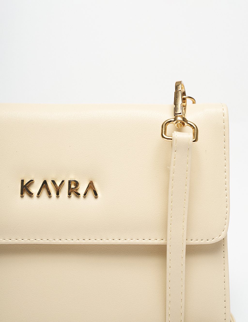 Faux Leather Wallet Bag Cream