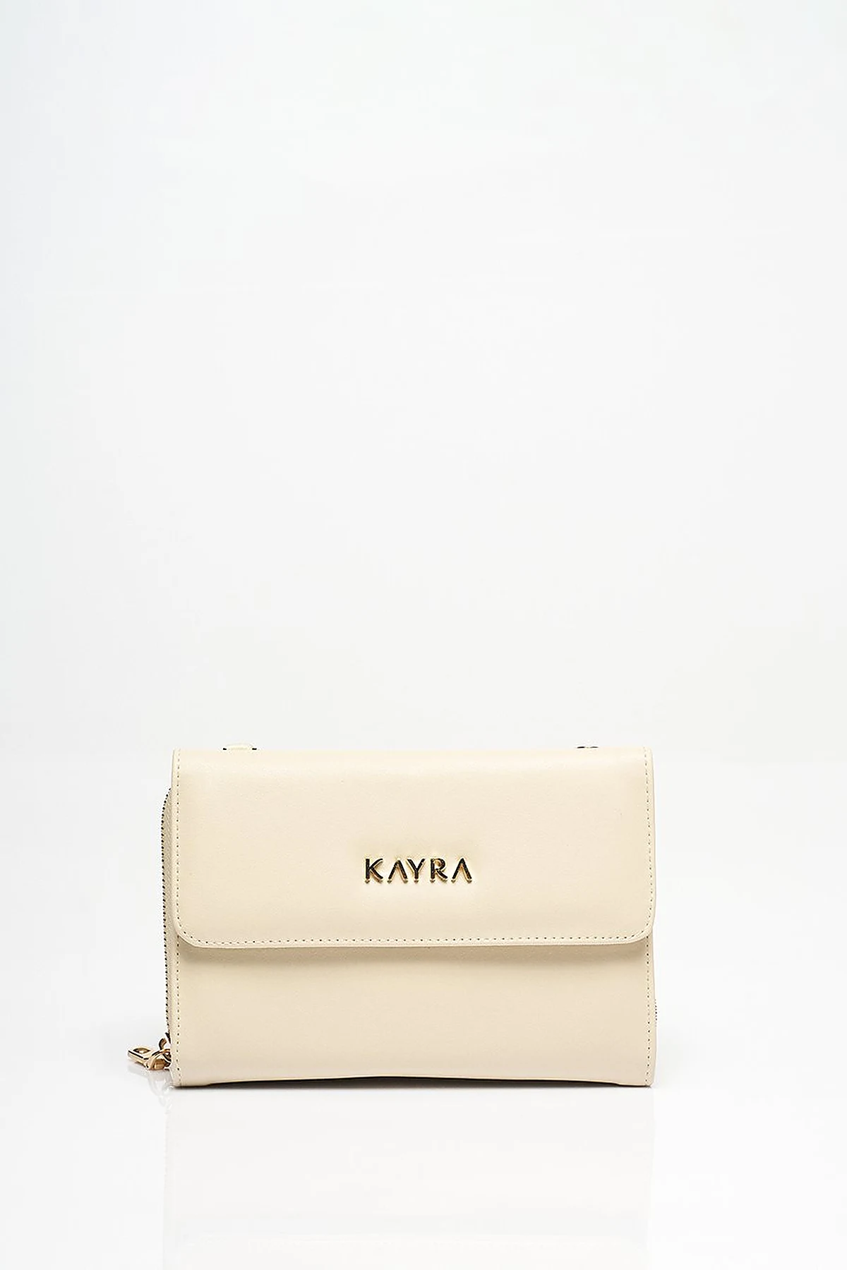 Faux Leather Wallet Bag Cream