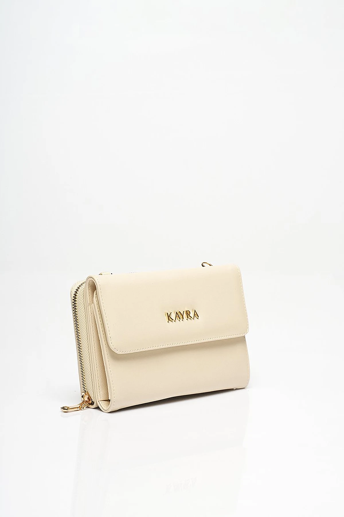 Faux Leather Wallet Bag Cream