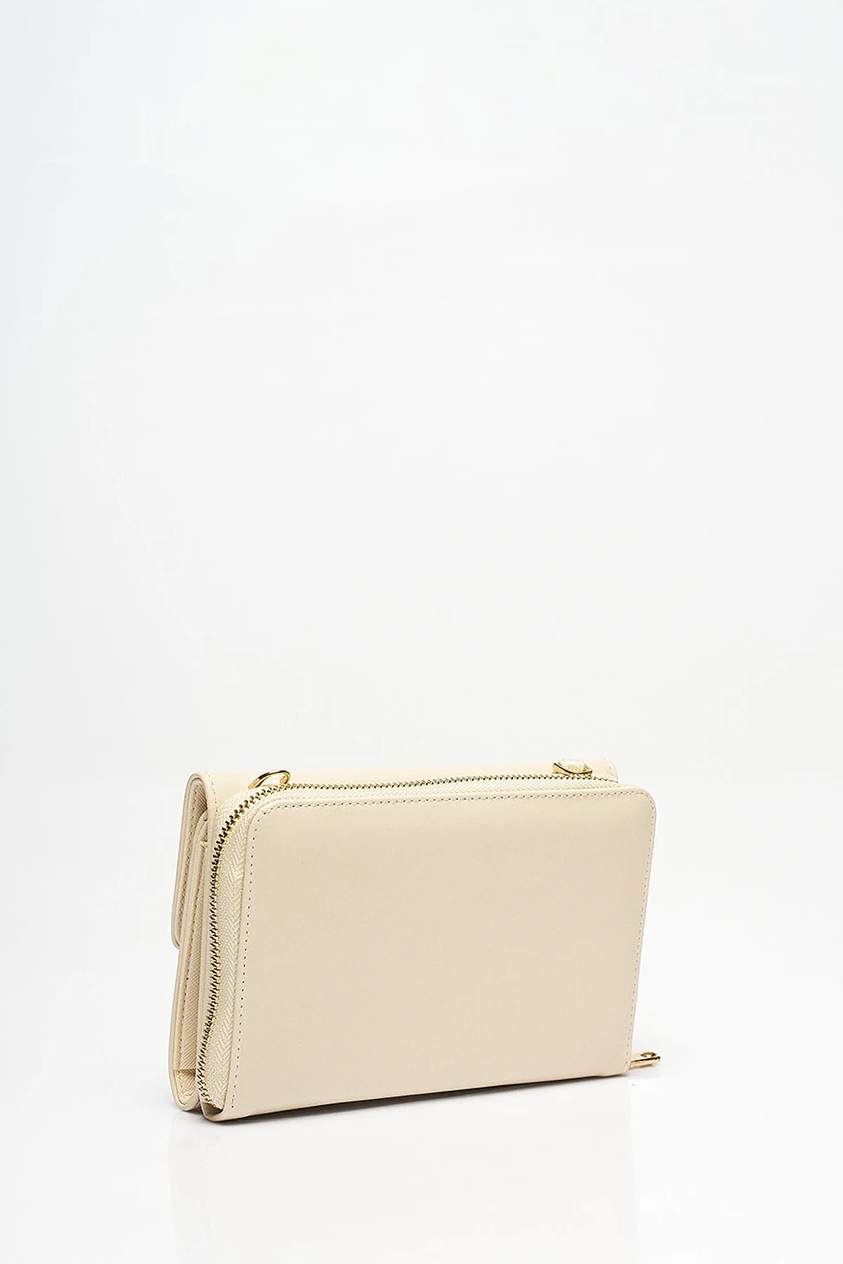 Faux Leather Wallet Bag Cream