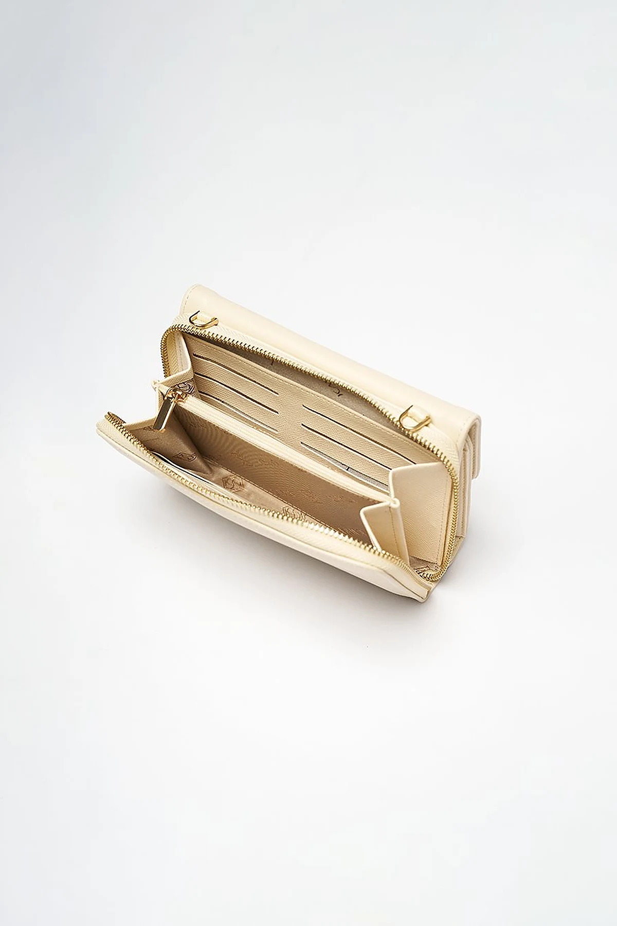 Faux Leather Wallet Bag Cream
