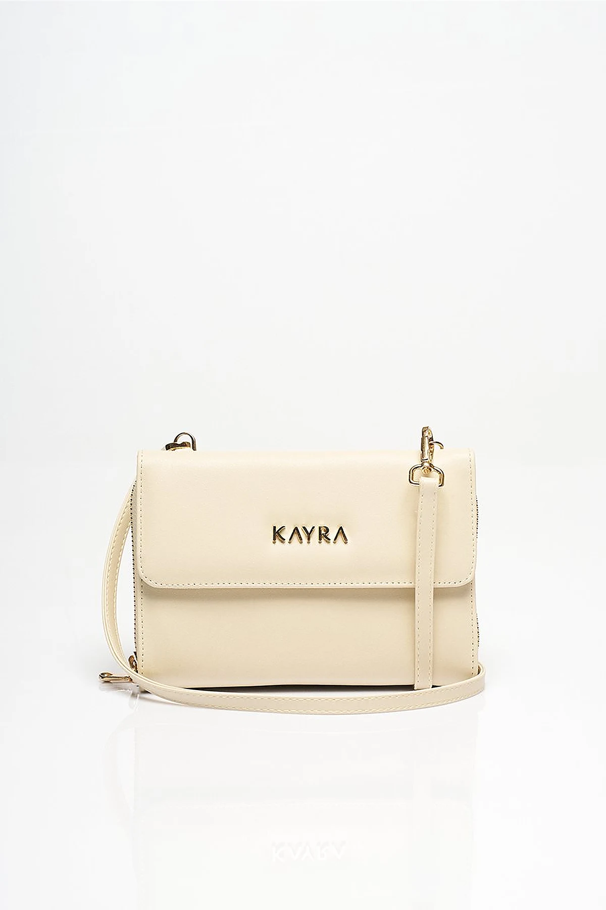 Faux Leather Wallet Bag Cream