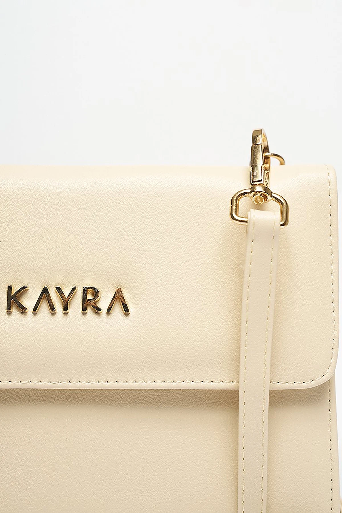 Faux Leather Wallet Bag Cream