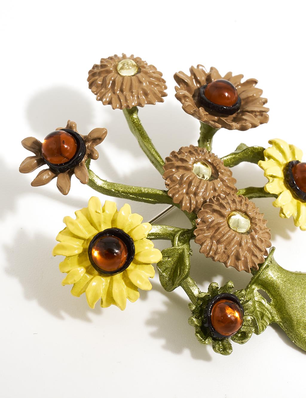 Flower Figured Brooch Yellow