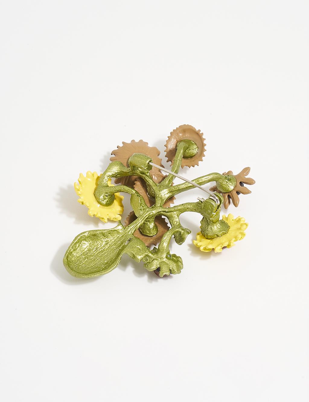 Flower Figured Brooch Yellow