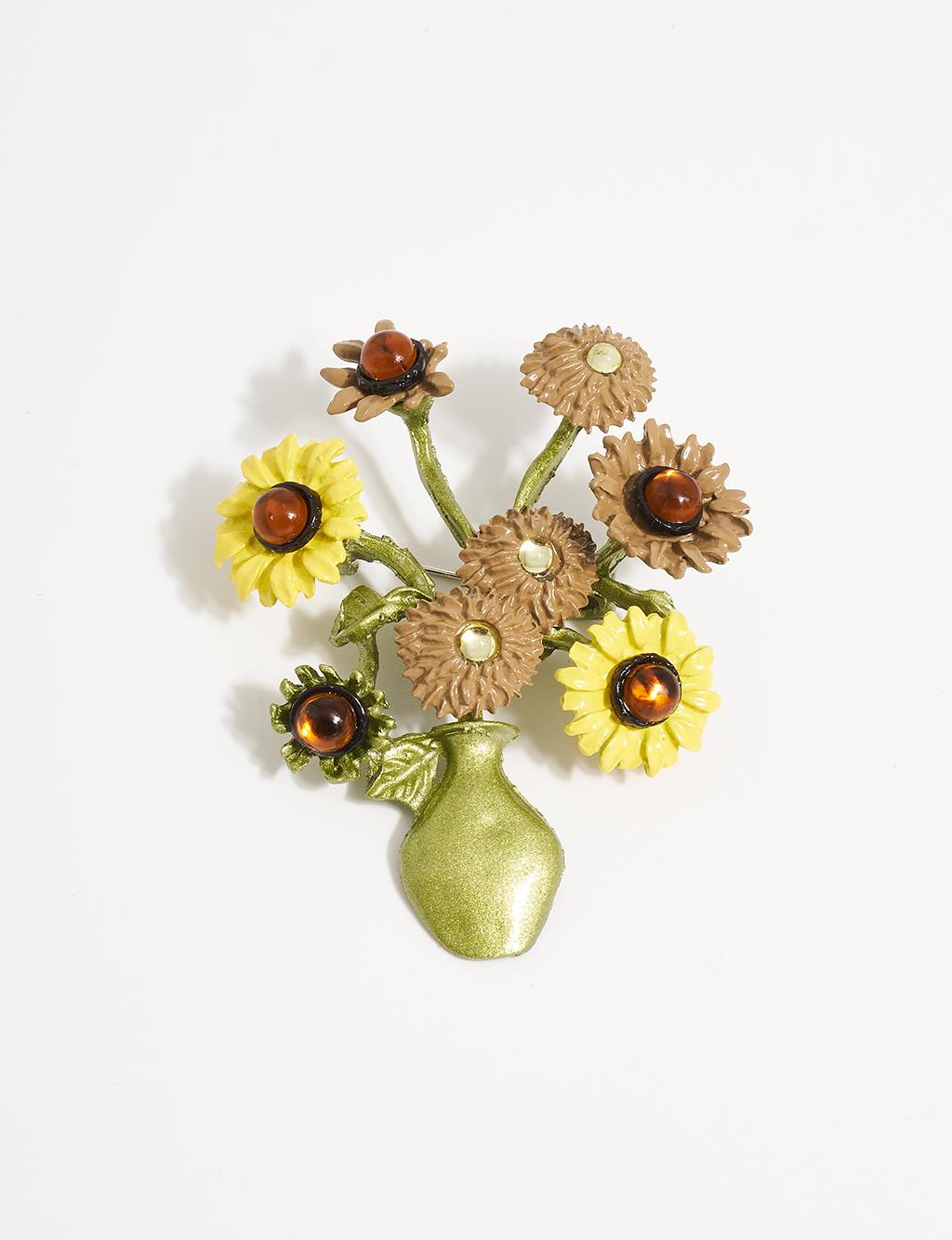 Flower Figured Brooch Yellow