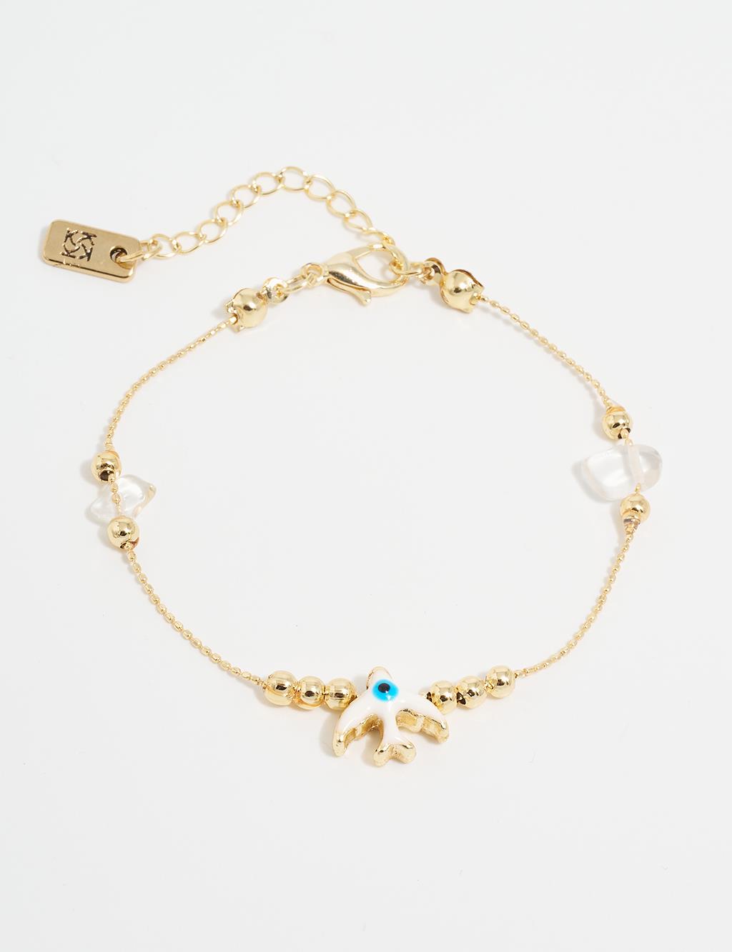 Fish Figure Bead Detailed Bracelet Optical White