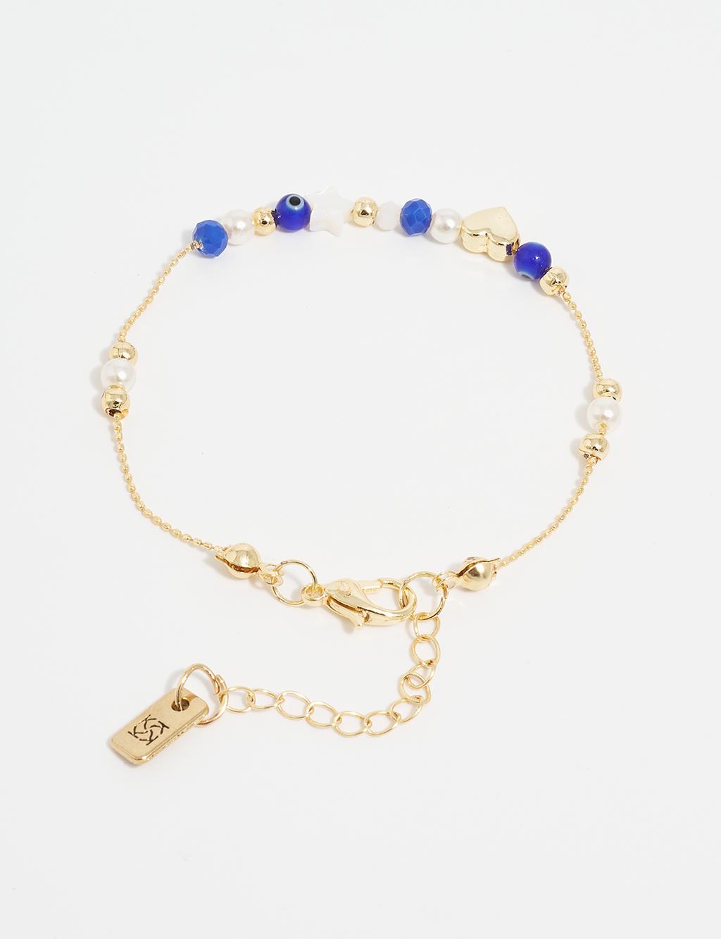 Heart Figured Evil Eye Bead Detailed Bracelet Saks