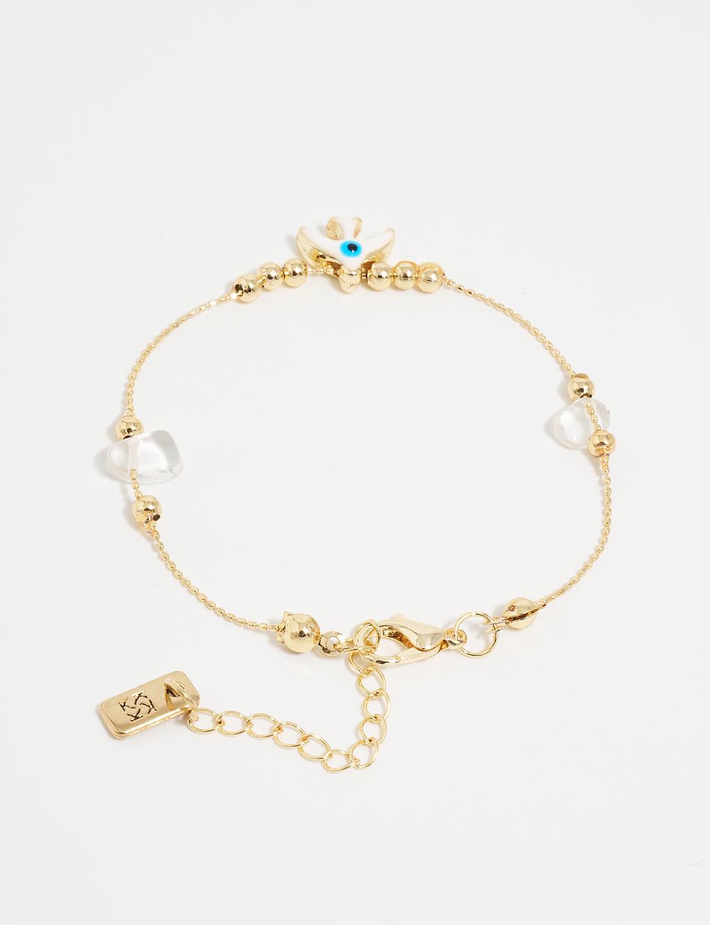 Fish Figure Bead Detailed Bracelet Optical White