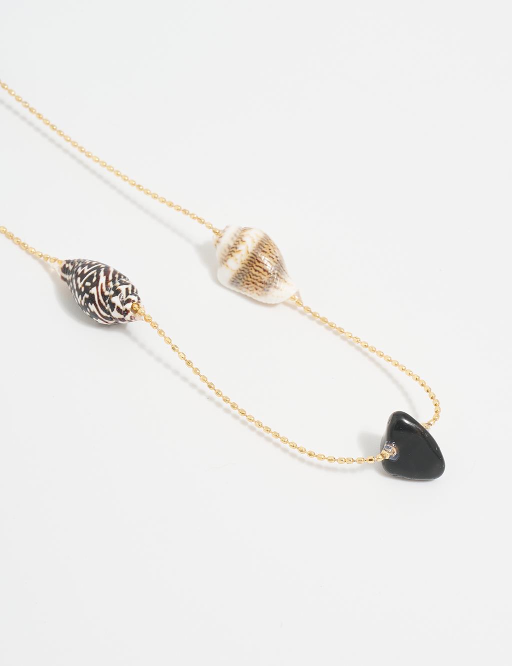 Multiple Seashell Necklace Black