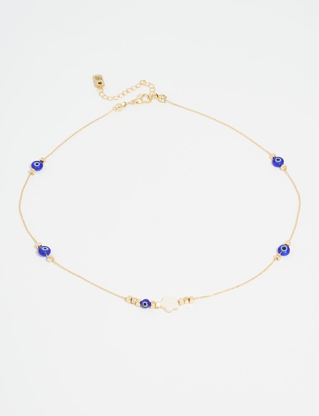 Evil Eye Bead Figured Necklace Blue