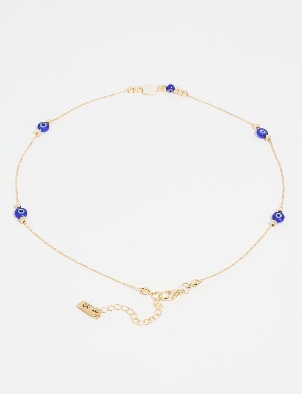 Evil Eye Bead Figured Necklace Blue