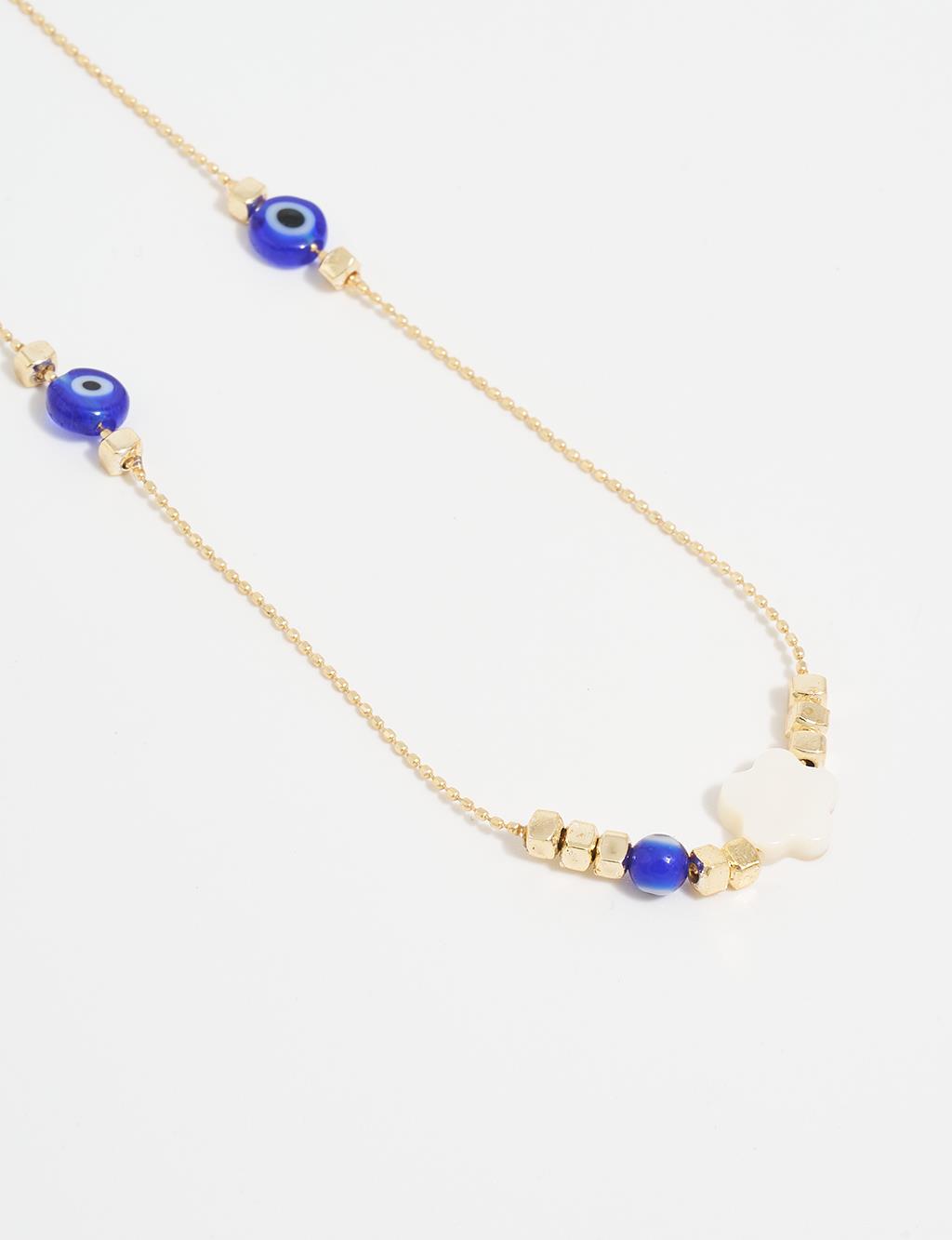 Evil Eye Bead Figured Necklace Blue