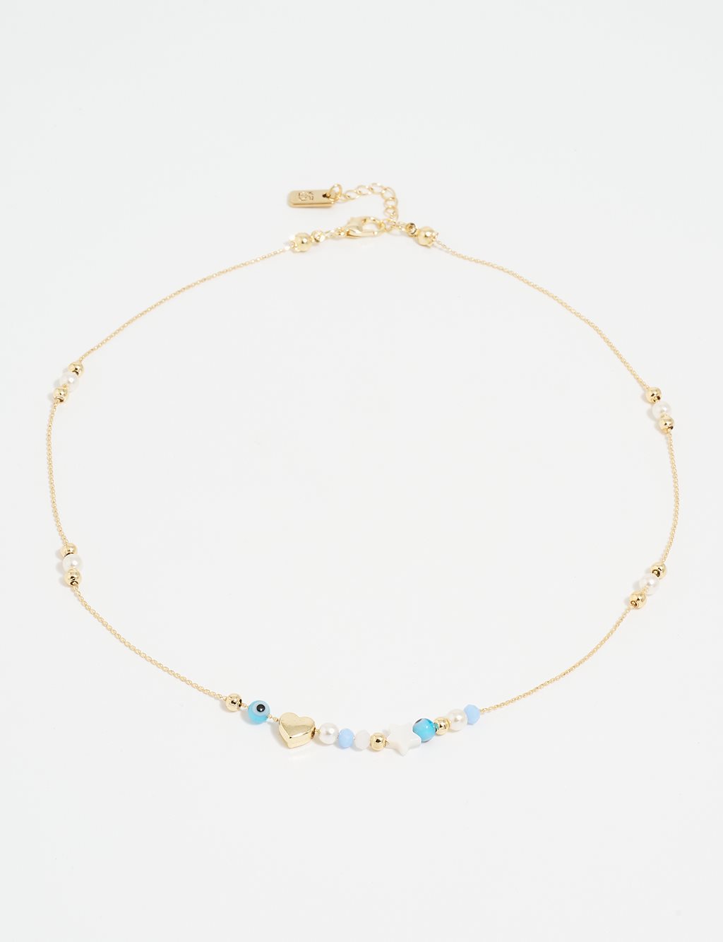 Multiple Minimal Figure Necklace Blue