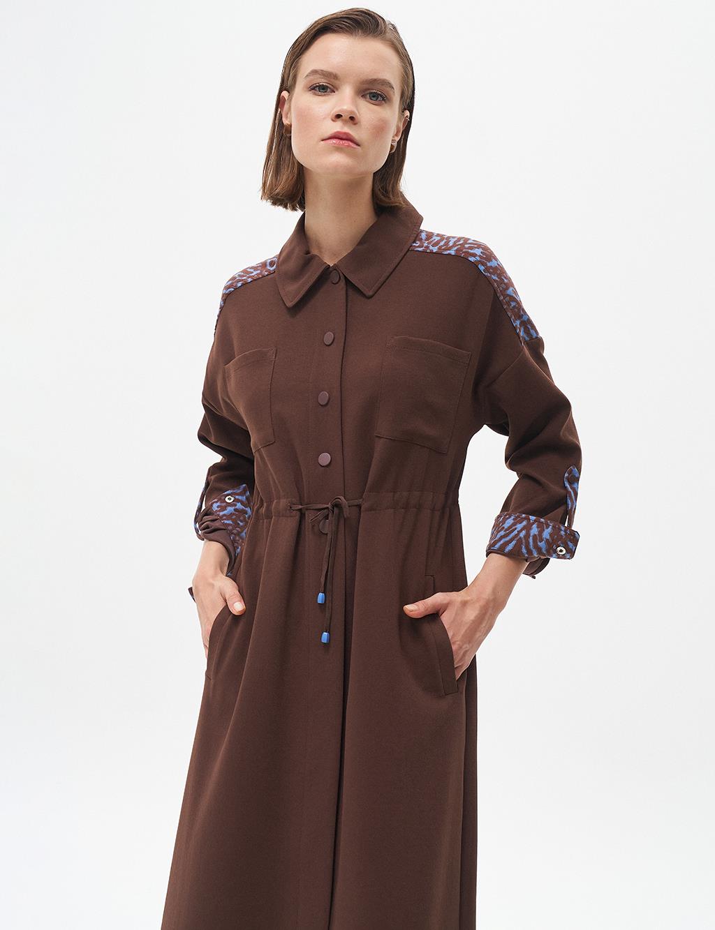 Waist Adjustable Pocket Dress Dark Brown