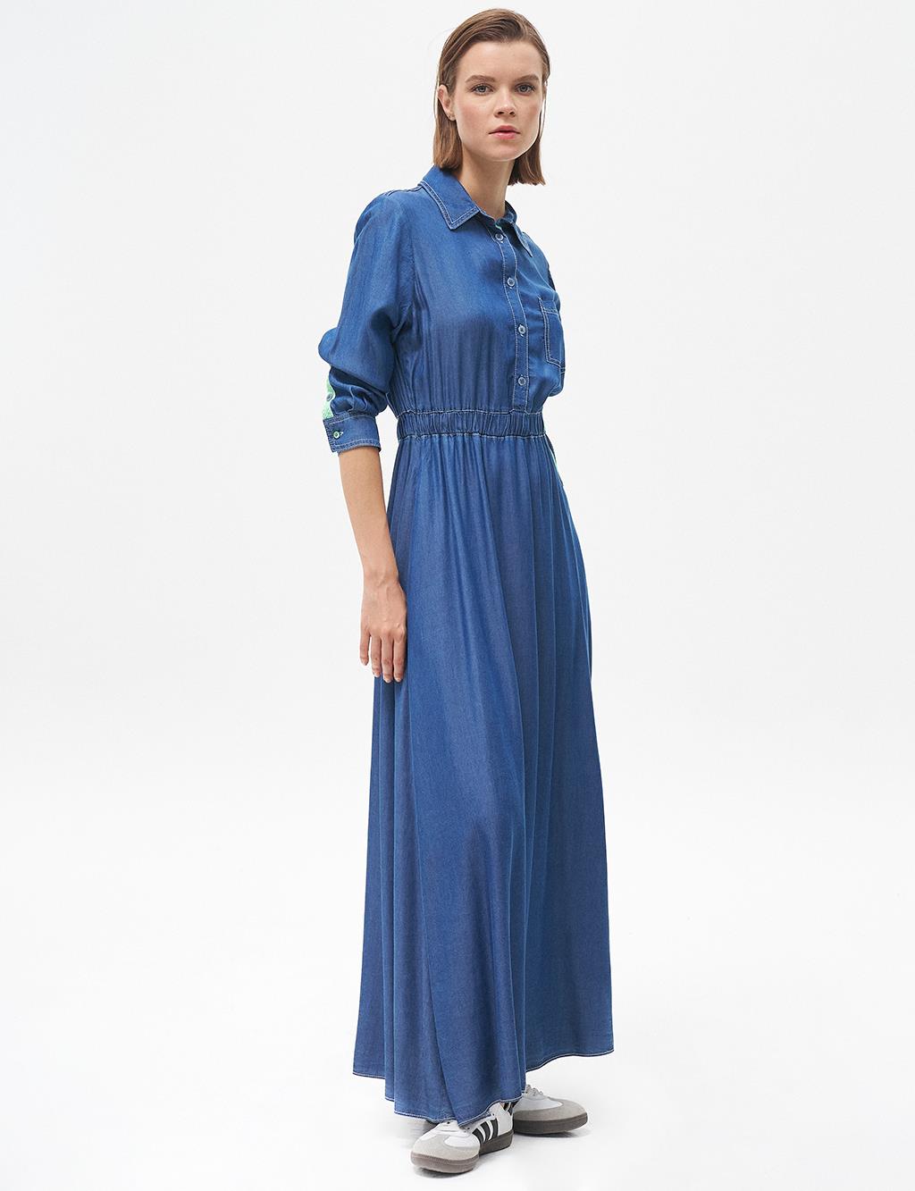 Elastic Waist Lyocell Dress Indigo