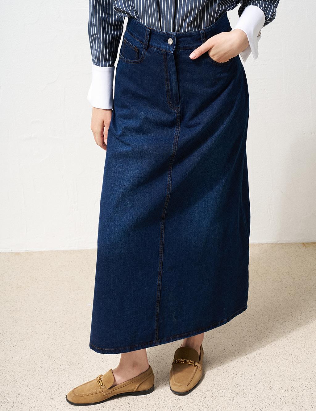 High Waist Denim Skirt Indigo