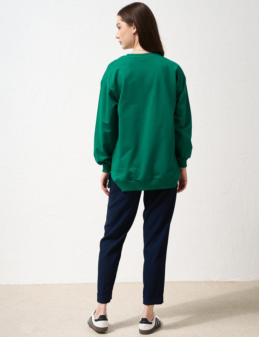 Zero Collar Sweatshirt Benetton Green