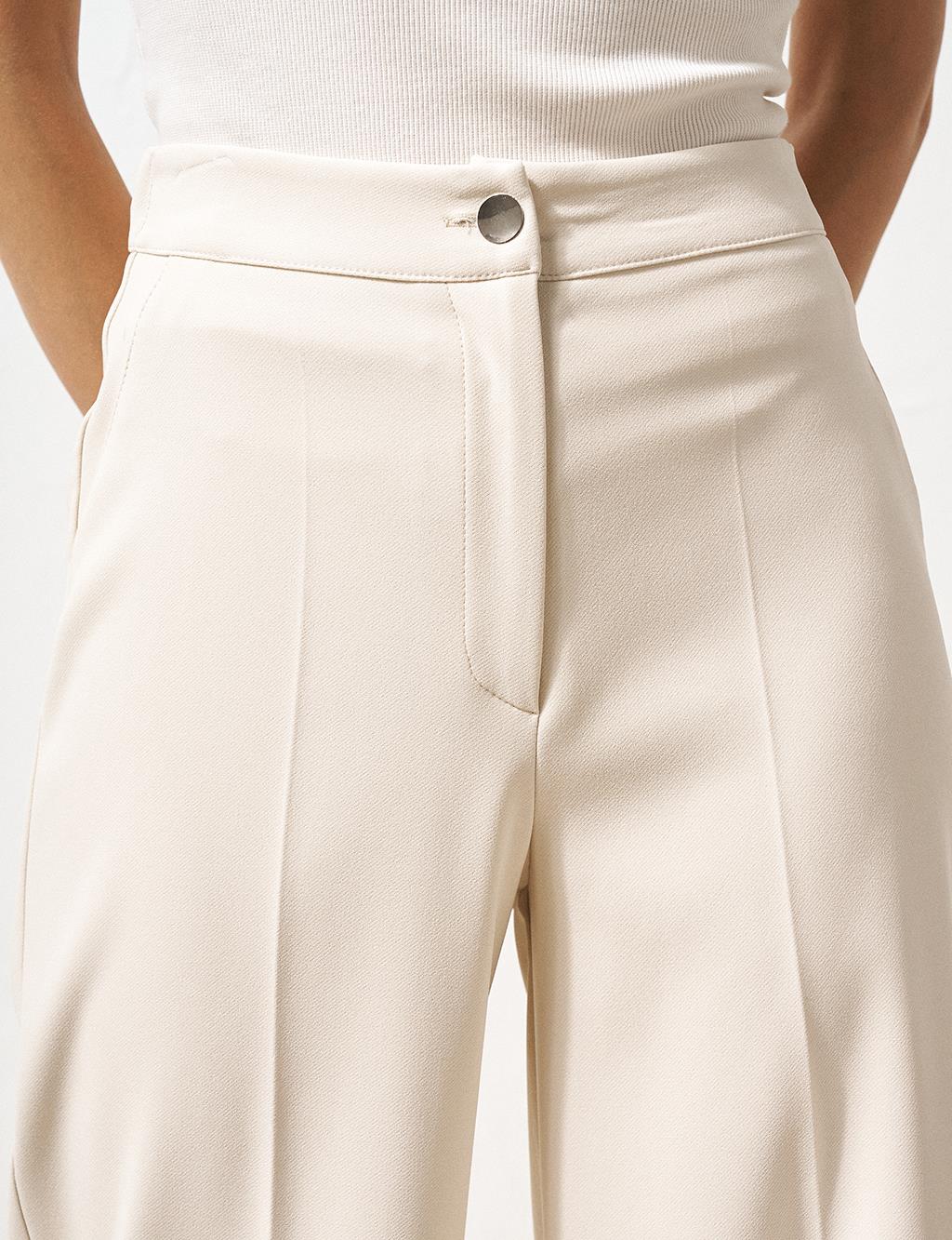 Matte Satin Wide Leg Trousers Cream