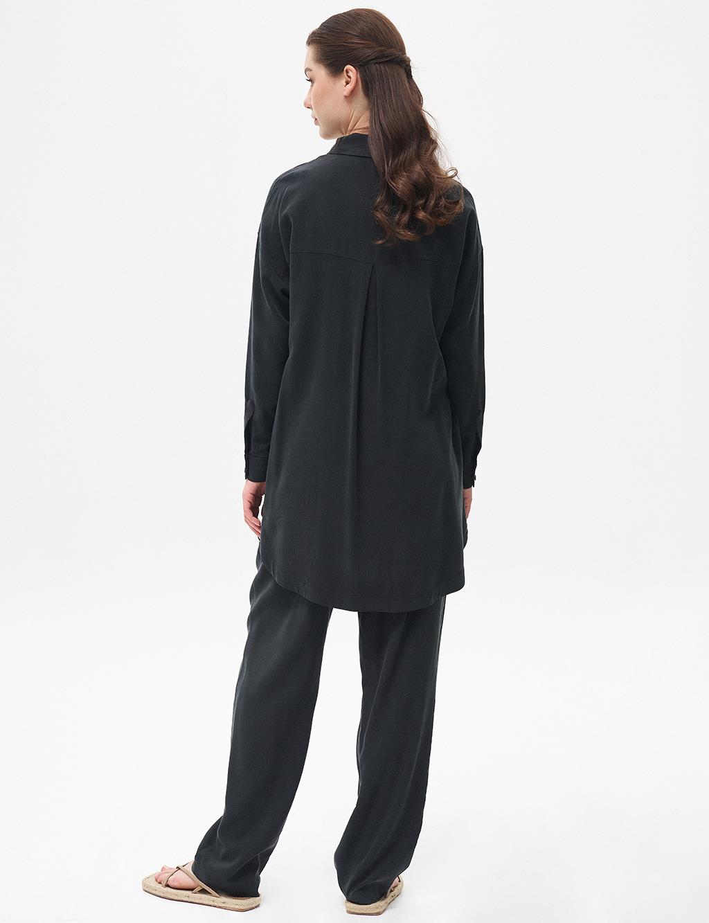 Bead Embroidered Double Suit Black