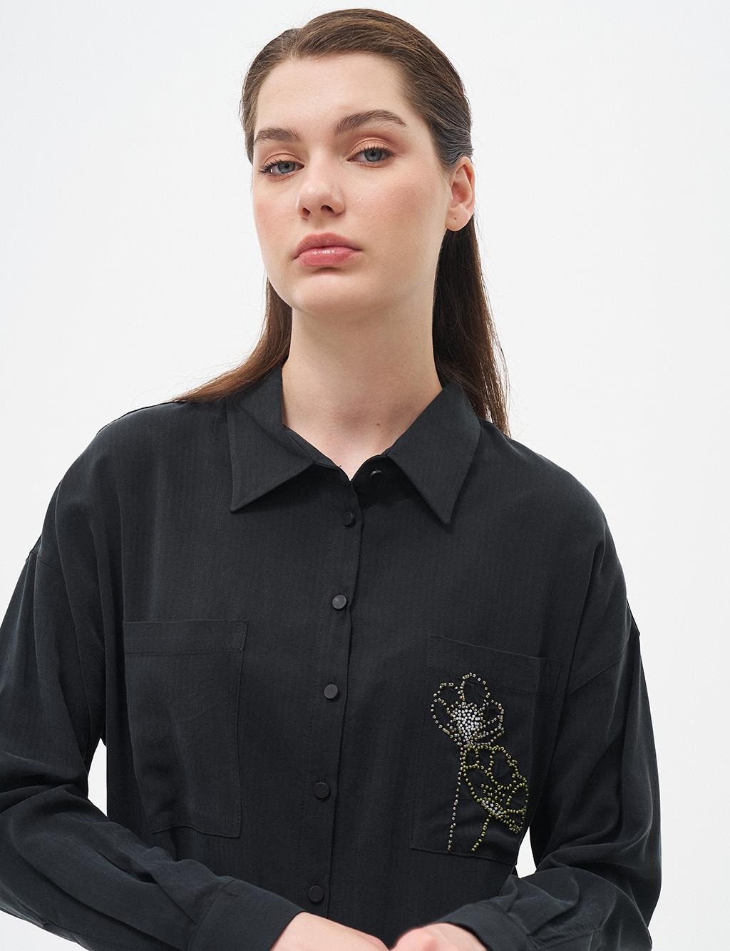 Bead Embroidered Double Suit Black