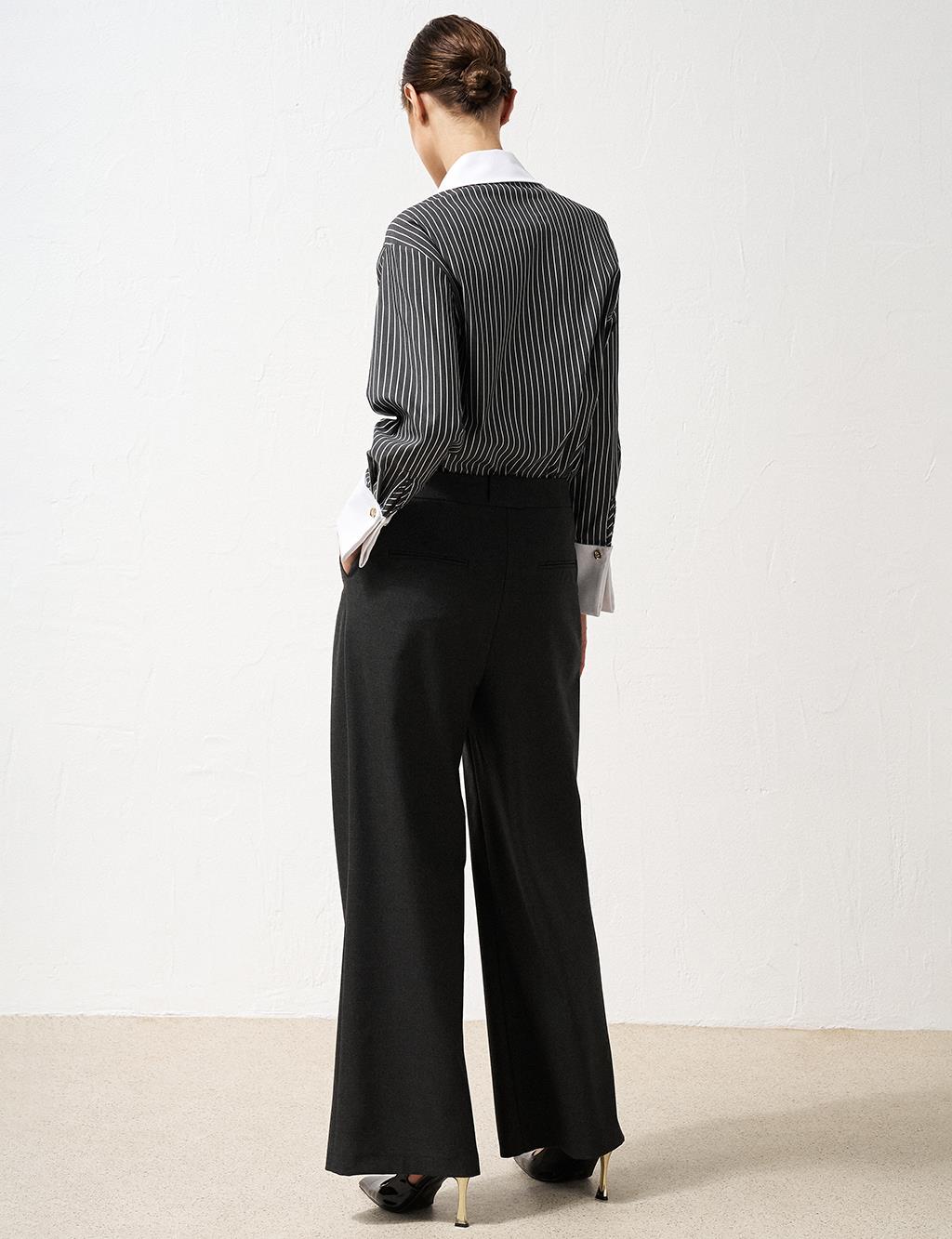 Pleated Wide-Leg Pants Dark Gray