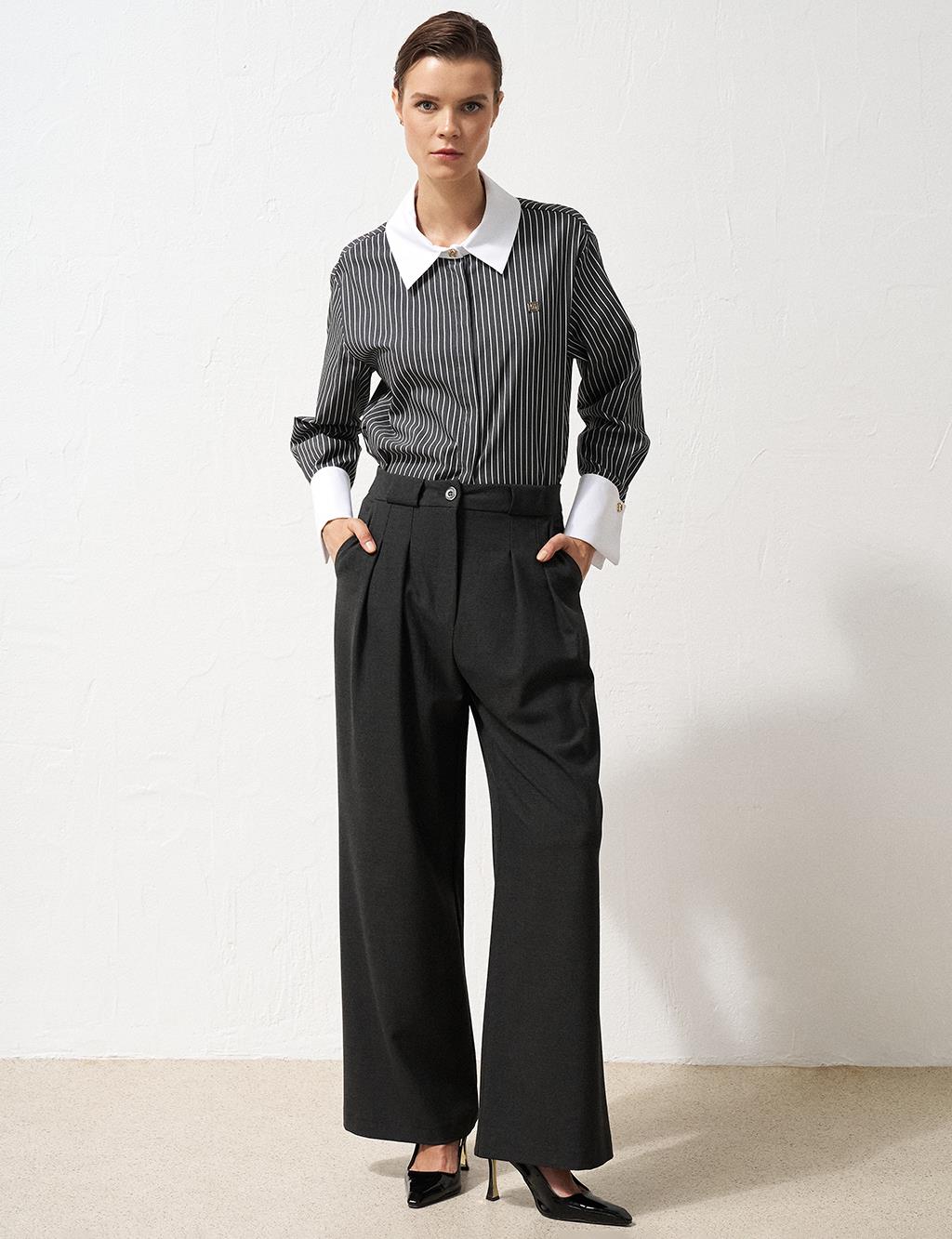 Pleated Wide-Leg Pants Dark Gray