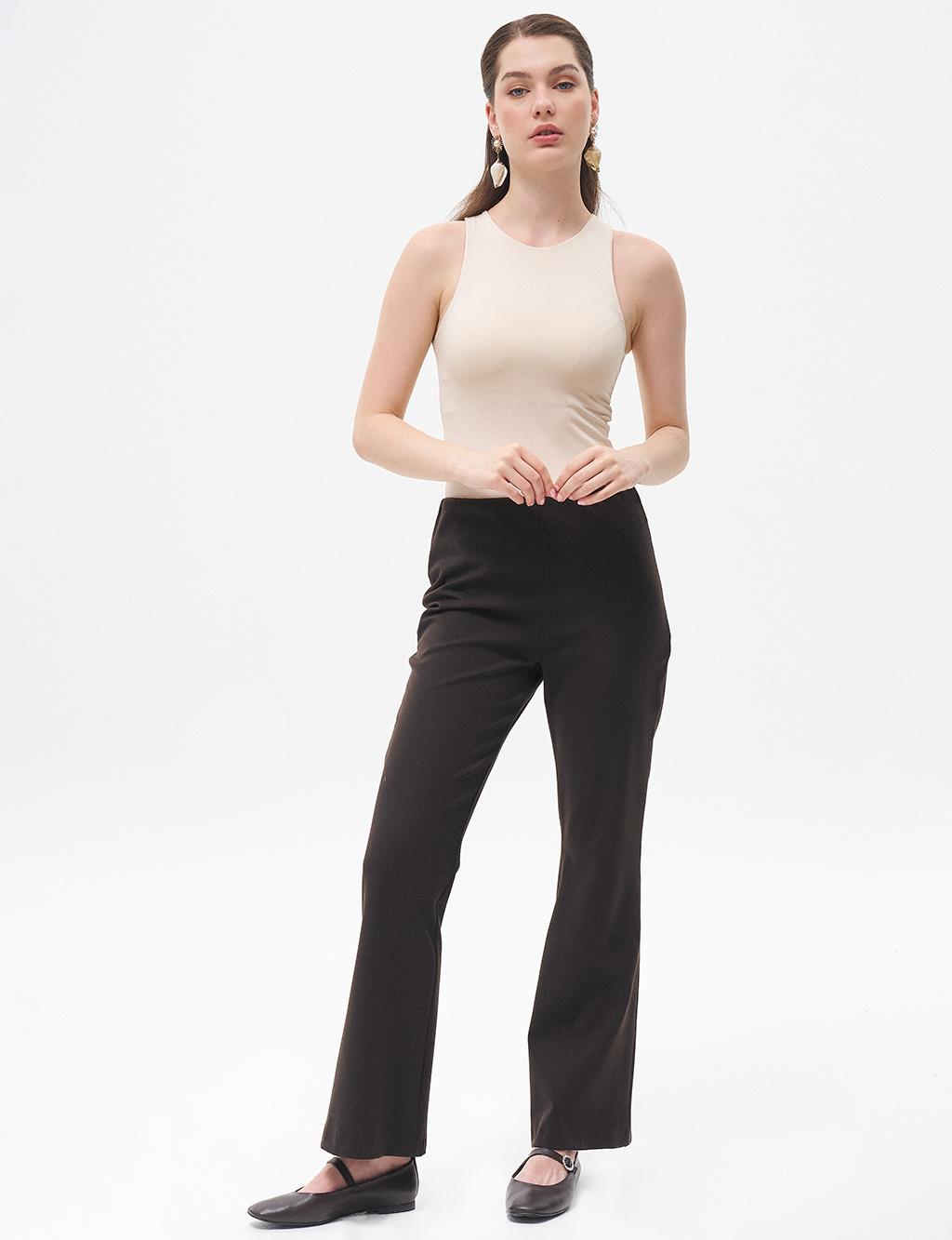 Flare Fit Trousers Dark Brown