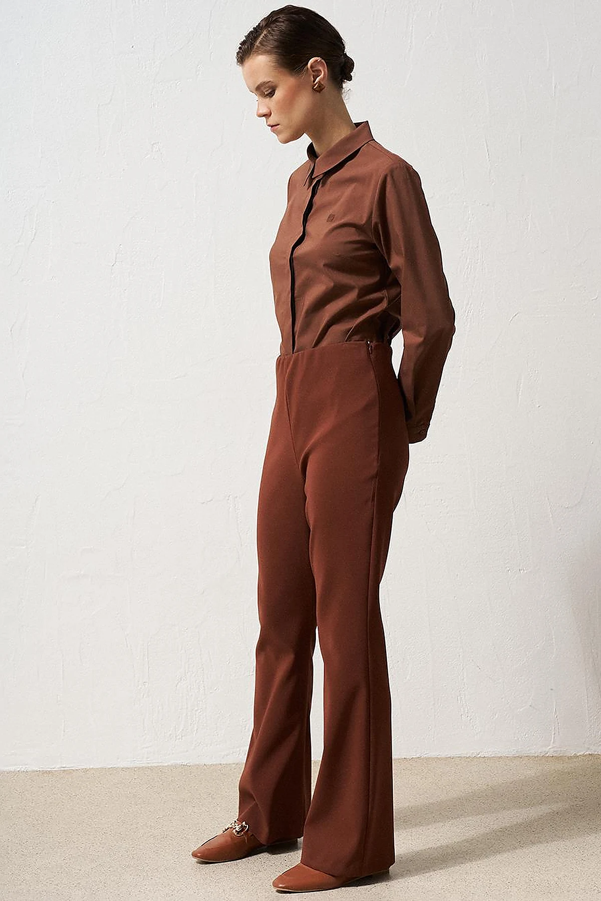 Flare Fit Trousers Brown