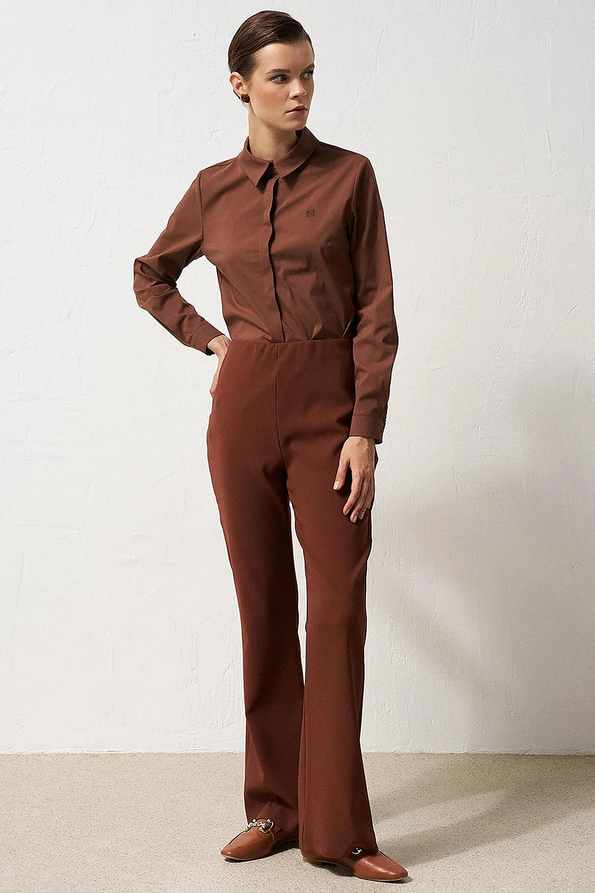 Flare Fit Trousers Brown