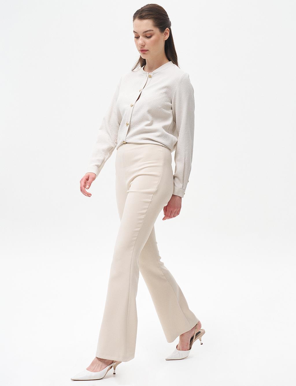 Flare Fit Trousers Cream