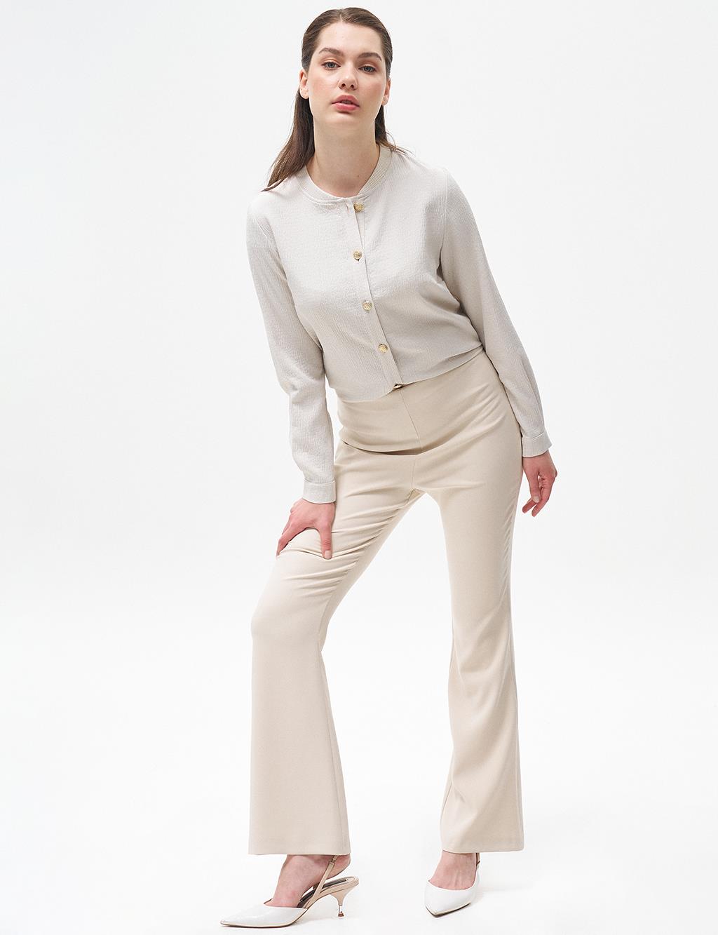 Flare Fit Trousers Cream