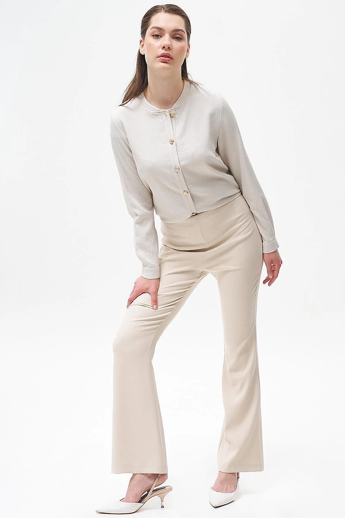 Flare Fit Trousers Cream