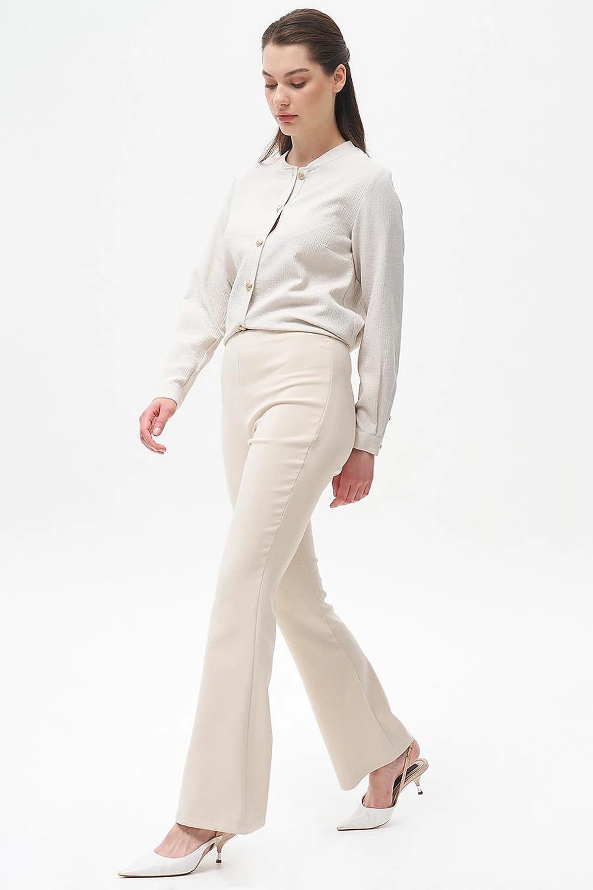 Flare Fit Trousers Cream