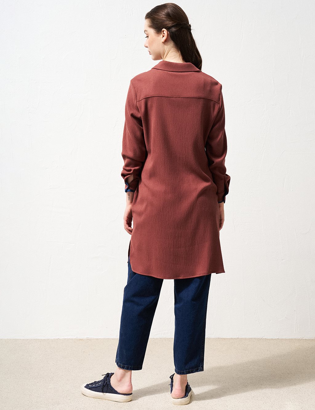 Embroidered Long Tunic Chestnut