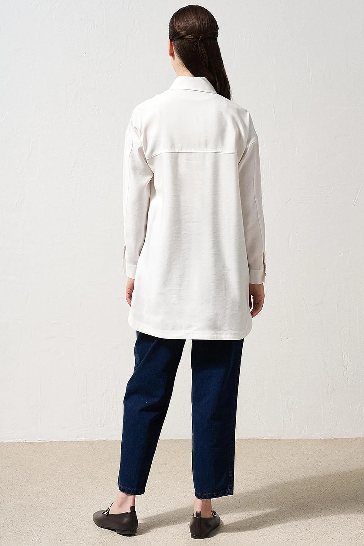 Single Pocket Shirt Collar Tunic Ecru