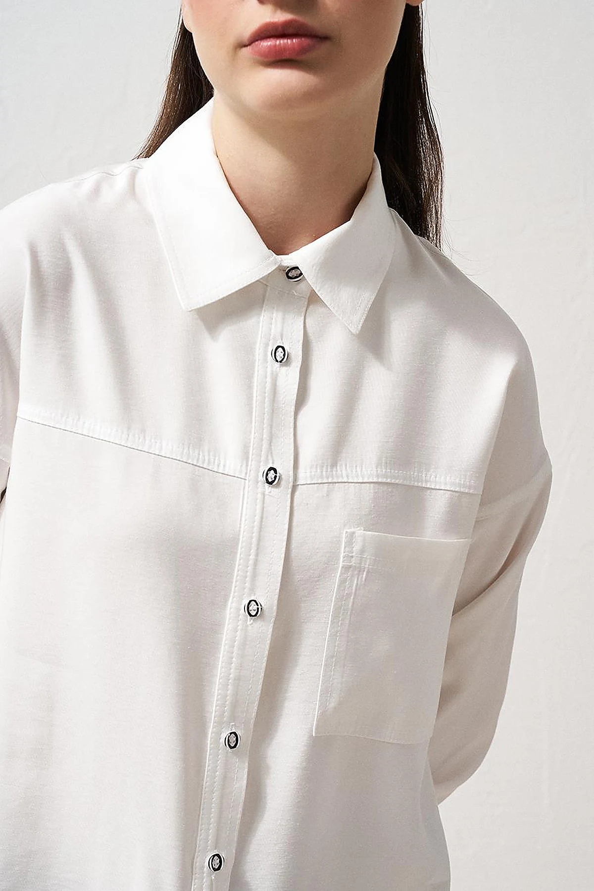 Single Pocket Shirt Collar Tunic Ecru