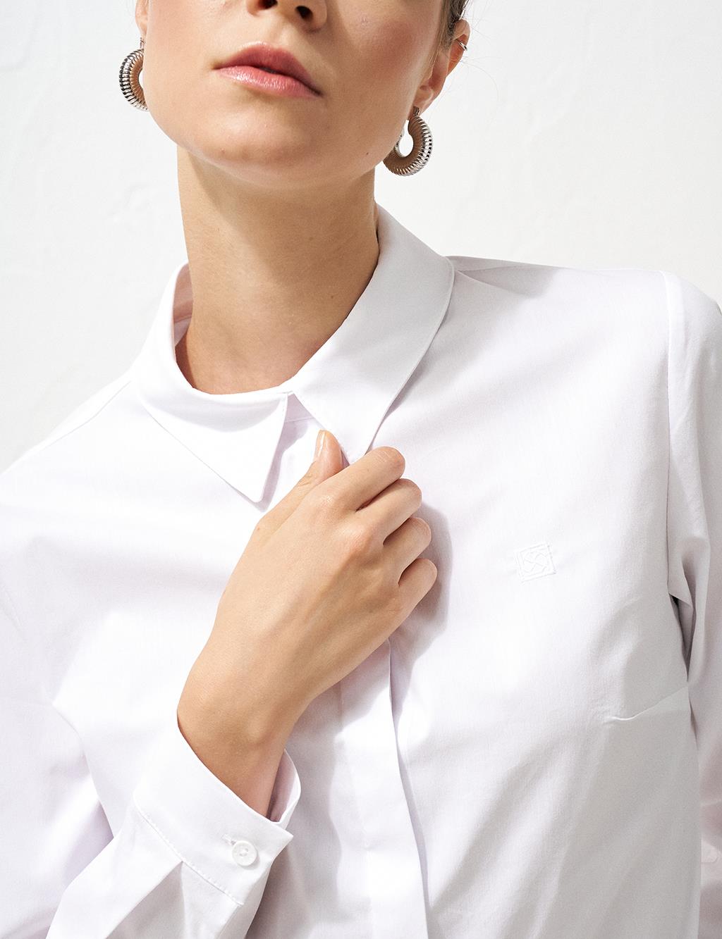 Shirt Collar Poplin Tunic Optical White