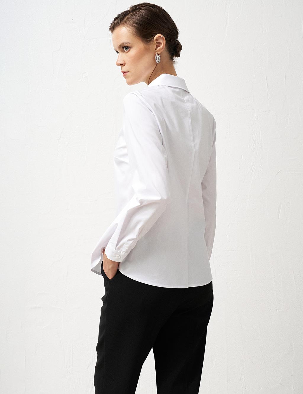 Shirt Collar Poplin Tunic Optical White