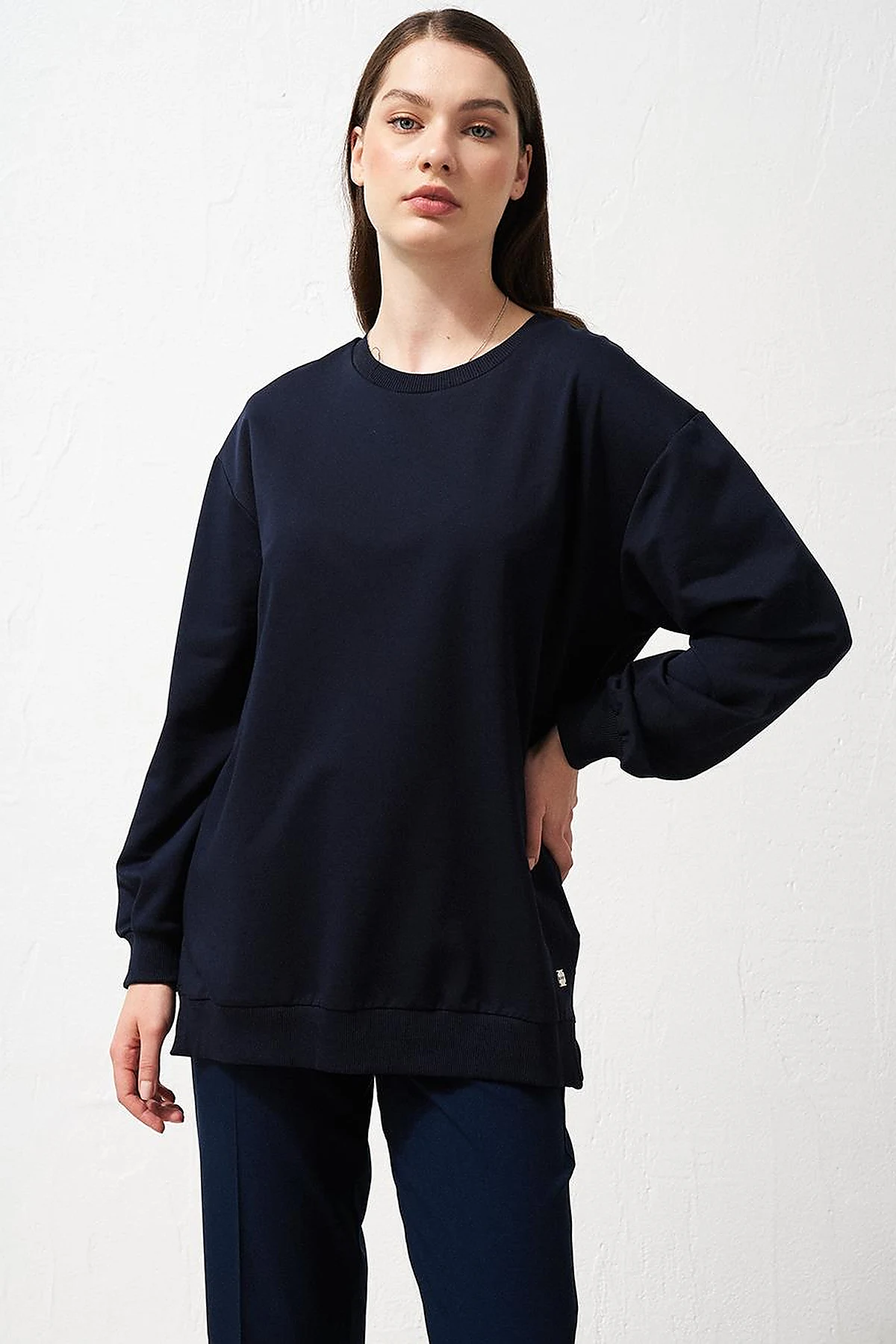 Zero Collar Sweatshirt Navy Blue
