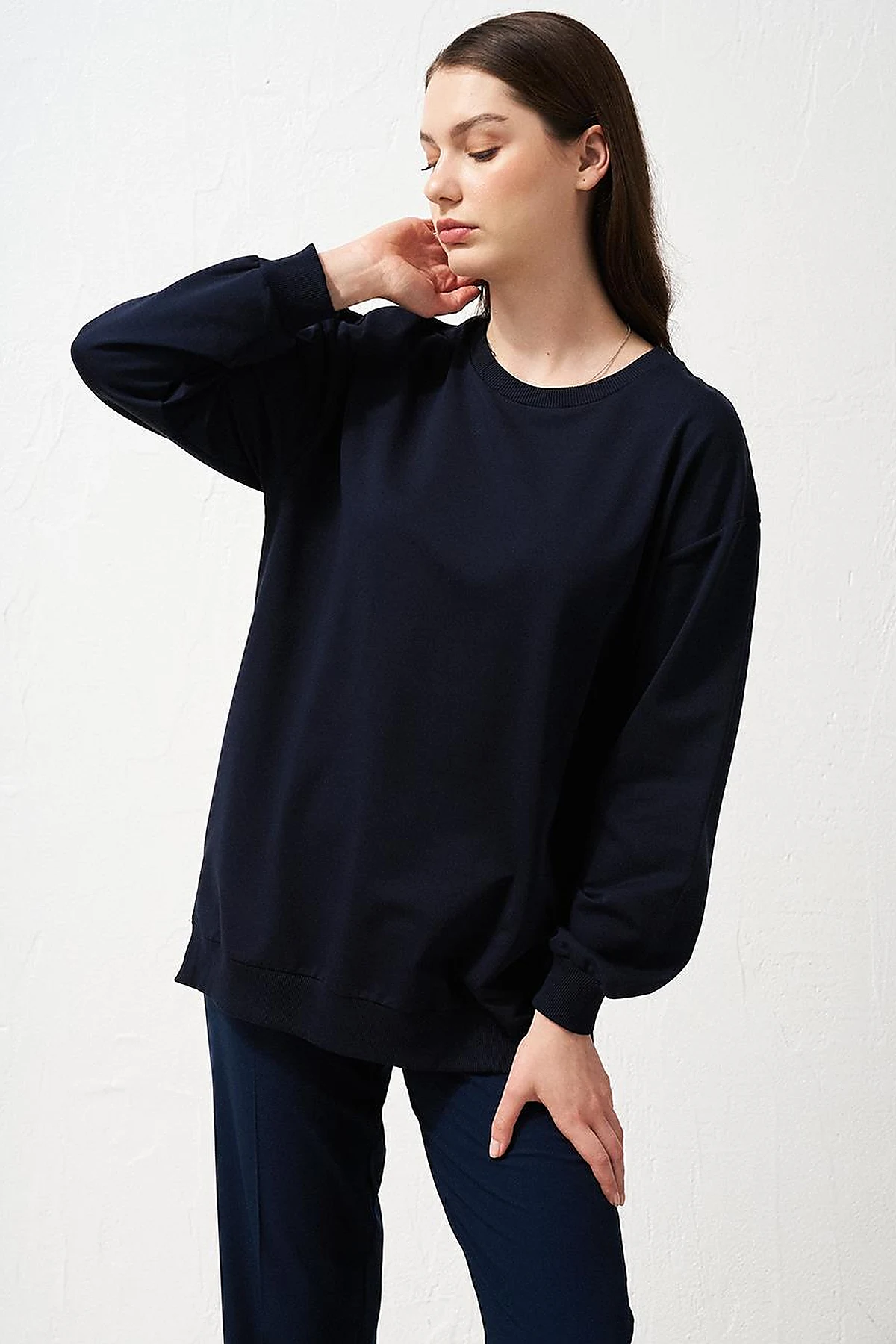 Zero Collar Sweatshirt Navy Blue
