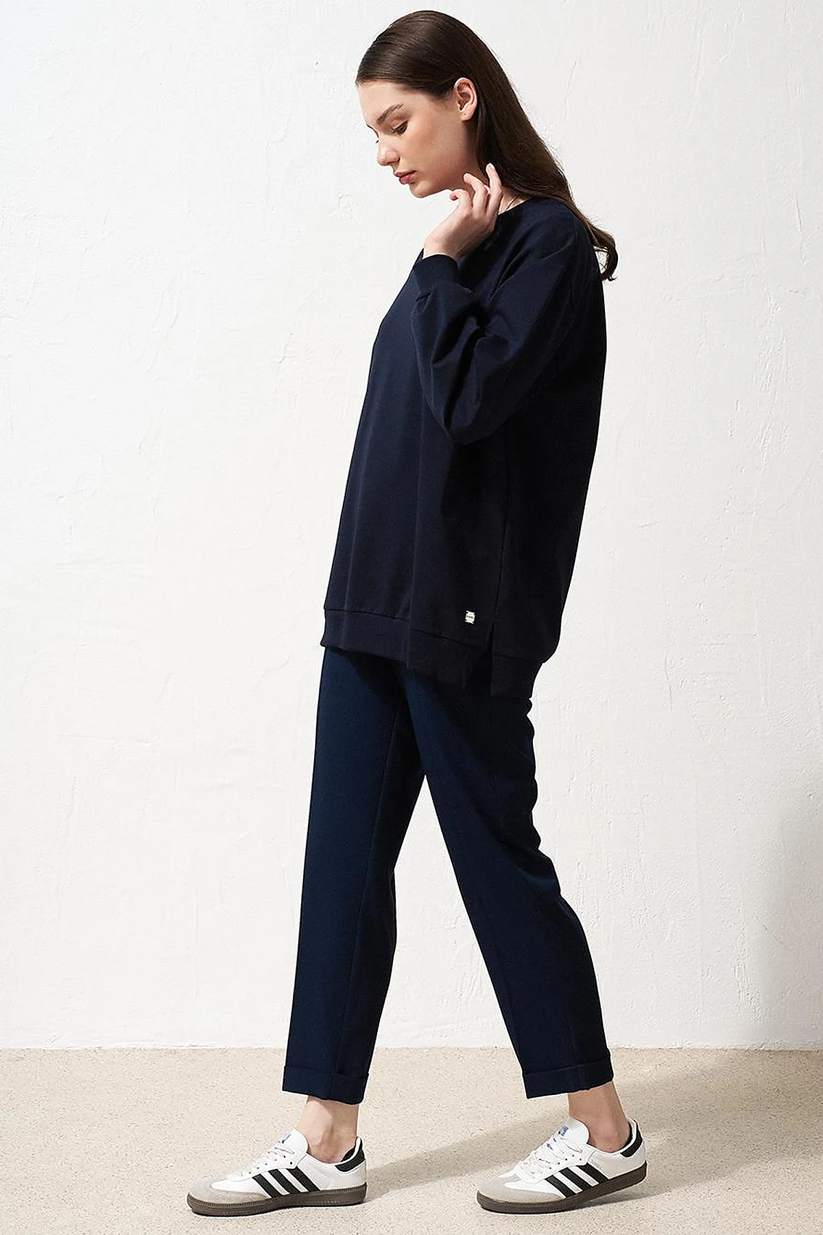 Zero Collar Sweatshirt Navy Blue